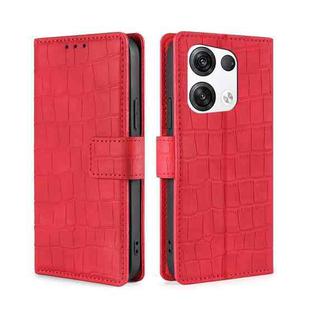 For OPPO Reno8 Pro+ 5G Skin Feel Crocodile Magnetic Clasp Leather Phone Case(Red)