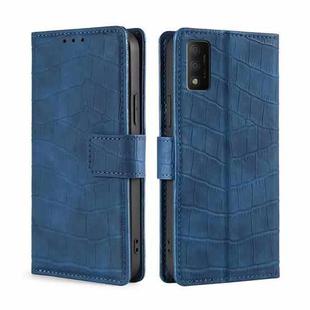 For TCL 30T T603DL Skin Feel Crocodile Magnetic Clasp Leather Phone Case(Blue)