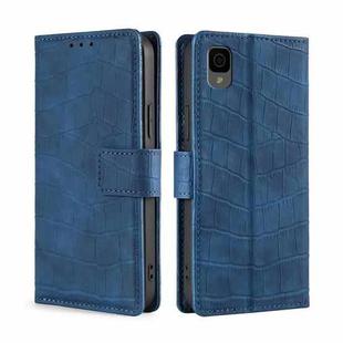 For TCL 30Z T602DL Skin Feel Crocodile Magnetic Clasp Leather Phone Case(Blue)