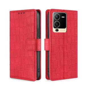 For vivo S15 5G Skin Feel Crocodile Magnetic Clasp Leather Phone Case(Red)