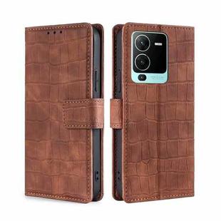 For vivo S15 Pro 5G Skin Feel Crocodile Magnetic Clasp Leather Phone Case(Brown)