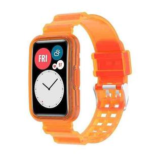 For Huawei Watch Fit 2 Integrated Transparent Silicone Watch Band(Transparent Orange)