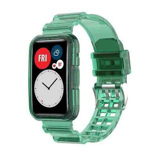 For Huawei Watch Fit 2 Integrated Transparent Silicone Watch Band(Transparent Green)