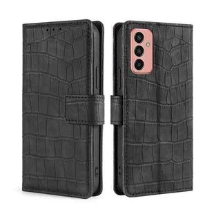 For Samsung Galaxy M13 Skin Feel Crocodile Magnetic Clasp Leather Phone Case(Black)