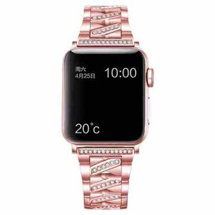 Diamond Metal Watch Band For Apple Watch Ultra 49mm / Series 8&7 45mm / SE 2&6&SE&5&4 44mm / 3&2&1 42mm(Pink)