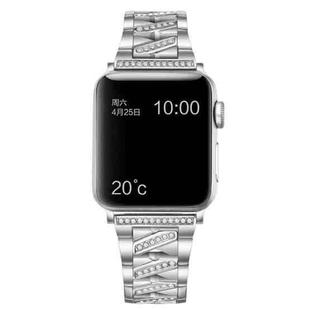 Diamond Metal Watch Band For Apple Watch Ultra 49mm / Series 8&7 45mm / SE 2&6&SE&5&4 44mm / 3&2&1 42mm(Silver)