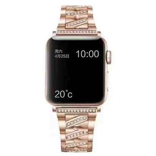 Diamond Metal Watch Band For Apple Watch Ultra 49mm / Series 8&7 45mm / SE 2&6&SE&5&4 44mm / 3&2&1 42mm(Rose Gold)