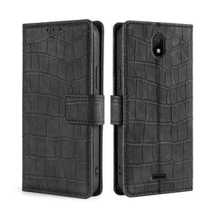 For Nokia C100 Skin Feel Crocodile Magnetic Clasp Leather Phone Case(Black)