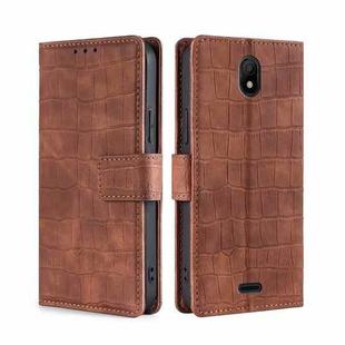 For Nokia C100 Skin Feel Crocodile Magnetic Clasp Leather Phone Case(Brown)