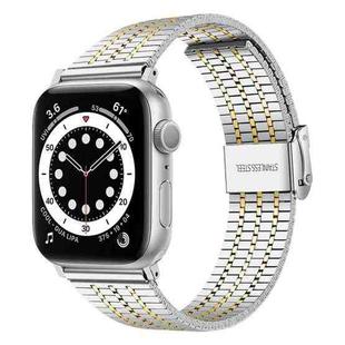Steel Watch Band For Apple Watch Ultra 49mm / Series 8&7 45mm / SE 2&6&SE&5&4 44mm / 3&2&1 42mm(Silver and Gold)