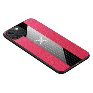 For iPhone 14 Plus XINLI Stitching Cloth Textue TPU Phone Case (Red)