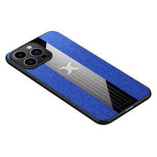 For iPhone 14 Pro Max XINLI Stitching Cloth Textue TPU Phone Case (Blue)