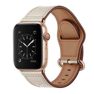 Genuine Leather Watch Band For Apple Watch Series 8&7 41mm / SE 2&6&SE&5&4 40mm / 3&2&1 38mm(Beige)