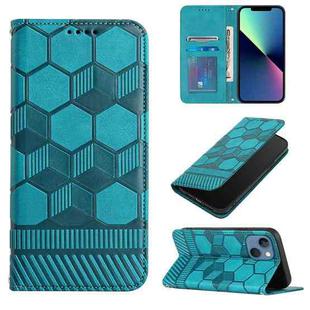 For iPhone 13 mini Football Texture Magnetic Leather Flip Phone Case (Light Blue)