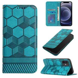 For iPhone 12 mini Football Texture Magnetic Leather Flip Phone Case (Light Blue)