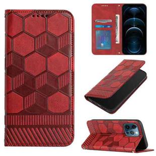 For iPhone 12 Pro Max Football Texture Magnetic Leather Flip Phone Case(Red)