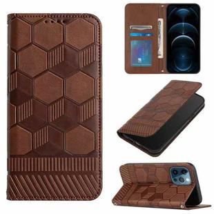 For iPhone 12 Pro Max Football Texture Magnetic Leather Flip Phone Case(Brown)