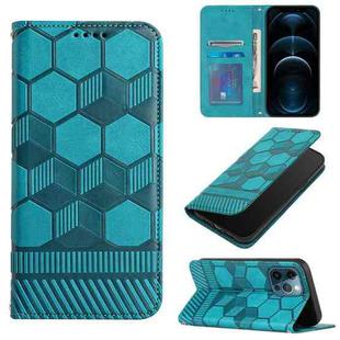 For iPhone 12 Pro Max Football Texture Magnetic Leather Flip Phone Case(Light Blue)