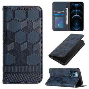 For iPhone 12 Pro Max Football Texture Magnetic Leather Flip Phone Case(Dark Blue)
