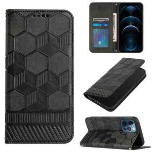 For iPhone 12 Pro Max Football Texture Magnetic Leather Flip Phone Case(Black)