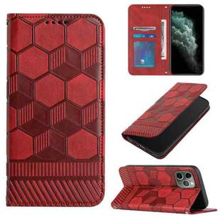 For iPhone 11 Pro Max Football Texture Magnetic Leather Flip Phone Case (Red)