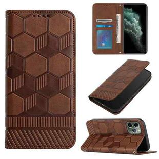 For iPhone 11 Pro Max Football Texture Magnetic Leather Flip Phone Case (Brown)