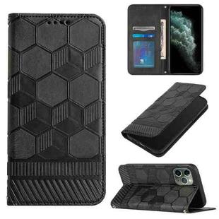 For iPhone 11 Pro Max Football Texture Magnetic Leather Flip Phone Case (Black)