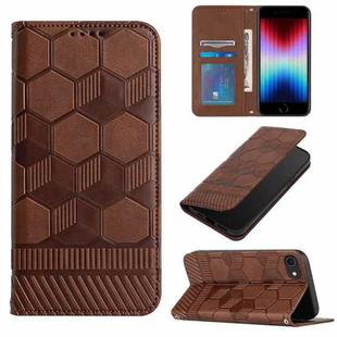For iPhone SE 2022 / SE 2020 / 8 / 7 Football Texture Magnetic Leather Flip Phone Case(Brown)