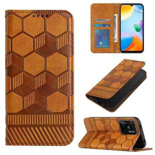 For Xiaomi Redmi 10C / 10 India Football Texture Magnetic Leather Flip Phone Case(Khaki)