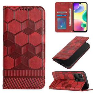For Xiaomi Redmi 10A Football Texture Magnetic Leather Flip Phone Case(Red)