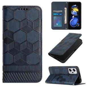 For Xiaomi Redmi Note 11T Pro Football Texture Magnetic Leather Flip Phone Case(Dark Blue)