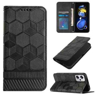 For Xiaomi Redmi Note 11T Pro Football Texture Magnetic Leather Flip Phone Case(Black)