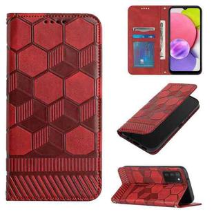 For Samsung Galaxy A03s 164mm India Football Texture Magnetic Leather Flip Phone Case(Red)