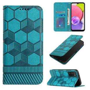 For Samsung Galaxy A03s 164mm India Football Texture Magnetic Leather Flip Phone Case(Light Blue)