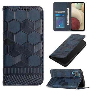 For Samsung Galaxy A12 5G / M12 / F12 Football Texture Magnetic Leather Flip Phone Case(Dark Blue)