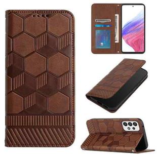 For Samsung Galaxy A53 5G Football Texture Magnetic Leather Flip Phone Case(Brown)