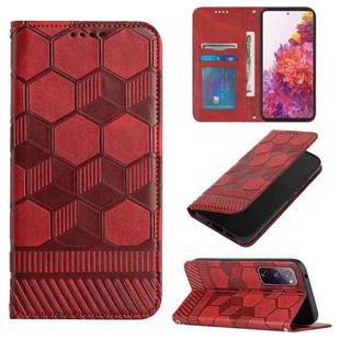 For Samsung Galaxy S20 FE 2022 / S20 FE 5G&4G / S20 Lite / S20 Fan Edition Football Texture Magnetic Leather Flip Phone Case(Red)