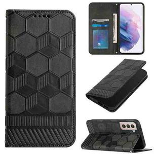 For Samsung Galaxy S21+ 5G Football Texture Magnetic Leather Flip Phone Case(Black)