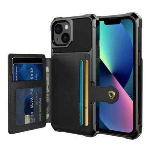 For iPhone 14 Magnetic Wallet Card Bag Leather Phone Case (Black)