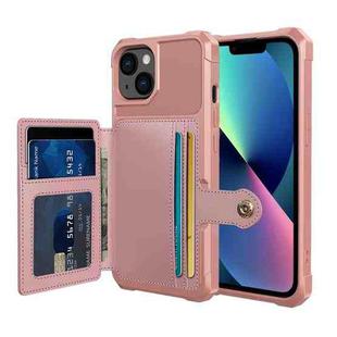 For iPhone 14 Plus Magnetic Wallet Card Bag Leather Phone Case (Rose Gold)