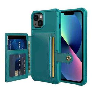 For iPhone 14 Plus Magnetic Wallet Card Bag Leather Phone Case (Cyan)