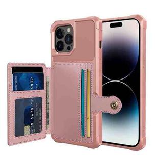 For iPhone 14 Pro Magnetic Wallet Card Bag Leather Phone Case(Rose Gold)
