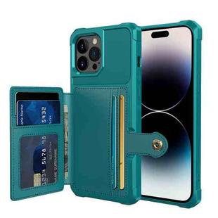 For iPhone 14 Pro Magnetic Wallet Card Bag Leather Phone Case(Cyan)