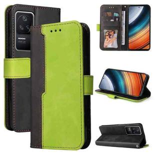 For Xiaomi Redmi K40S / Poco F4 Stitching-color Leather Phone Case(Green)