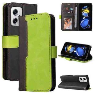For Xiaomi Redmi Note 11T Pro/Poco X4 GT Stitching-color Leather Phone Case(Green)