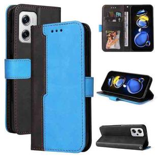 For Xiaomi Redmi Note 11T Pro/Poco X4 GT Stitching-color Leather Phone Case(Blue)