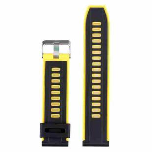 22mm Dual Color Silicone Watch Band(Black Yellow)
