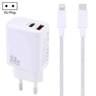 PD 33W USB-C / Type-C+QC 3.0 USB Dual Port Charger with 1m 27W USB-C / Type-C to 8 Pin PD Data Cable, Specification:EU Plug(White+Grey)