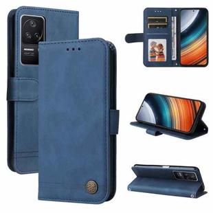 For Xiaomi Redmi K40S / Poco F4 Skin Feel Life Tree Metal Button Leather Case(Blue)