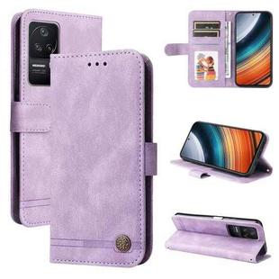 For Xiaomi Redmi K40S / Poco F4 Skin Feel Life Tree Metal Button Leather Case(Purple)